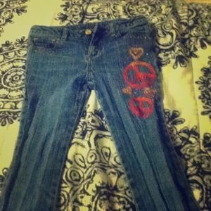 Blue denim jeans with cute peace signs