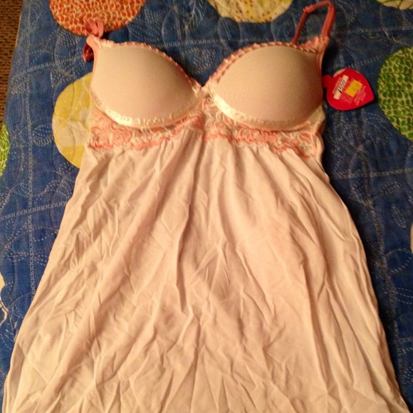 White with pink lace baby doll and thong! - Picture 1 of 4