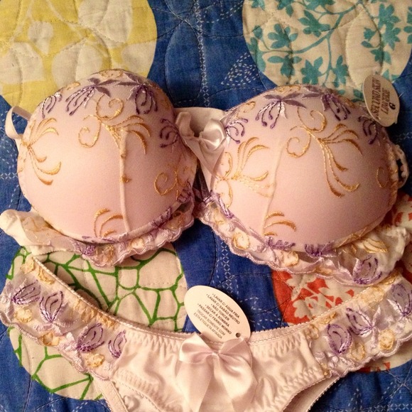 Brazilian style Purple and gold bra and pantie!
