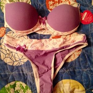 Brazilian style purple bra and pantie!