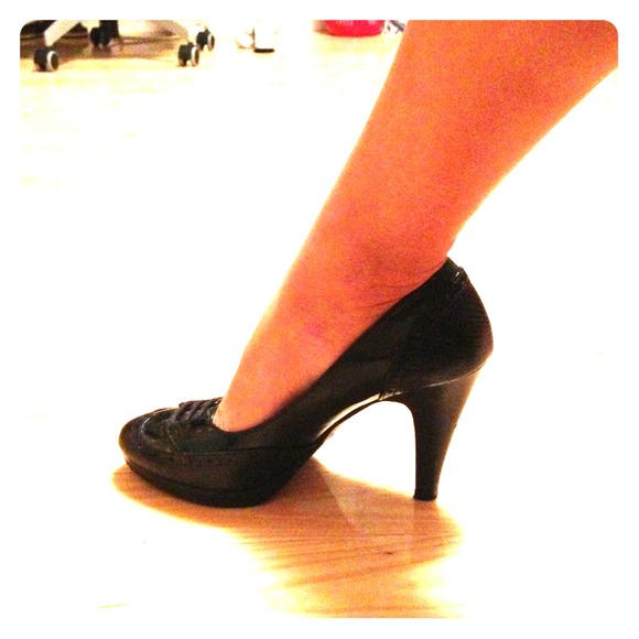 Black Faux Leather Heels