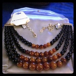Liz Claiborne black and brown beads necklace.