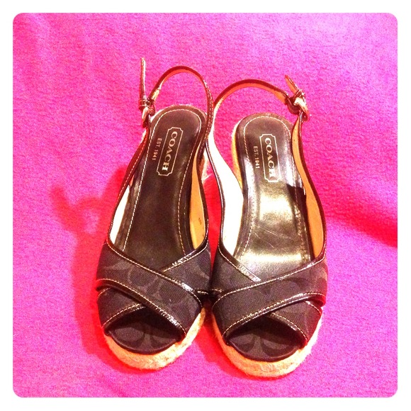 Authentic black coach wedges size 6