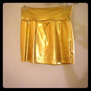American Apparel gold mini skirt