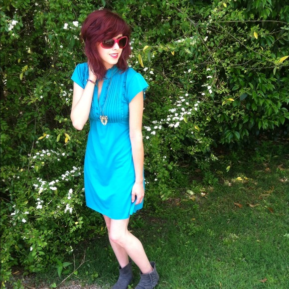 speechless Dresses & Skirts - Blue Pleated Ruffle Front Dress