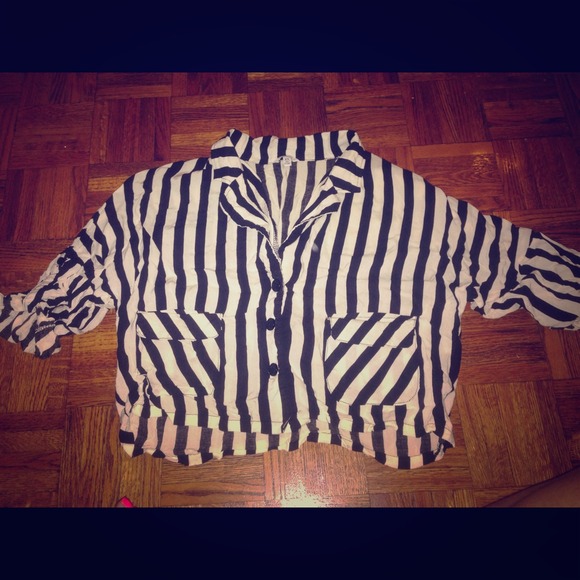 Forever 21 striped crop top button up