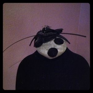 Fascinators/ cocktail hat, black flower, polka dot