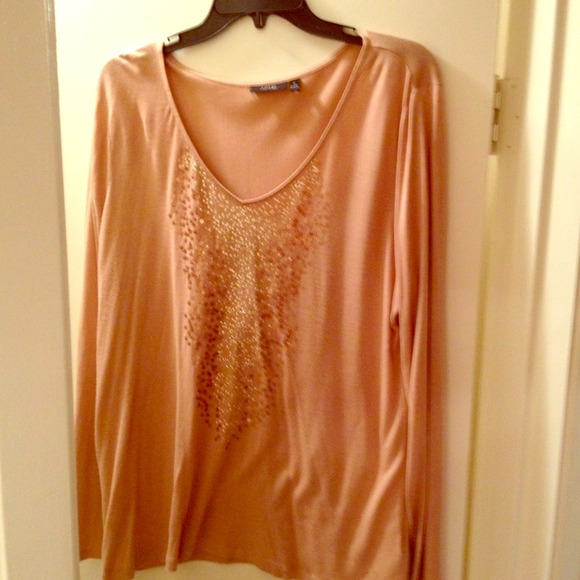 Nude/pink gold and bronze sequined long sleeve