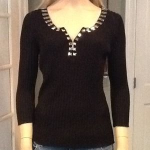 Black "Belldini" Sweater With Studded Accents