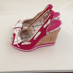 Pink Coach Wedges