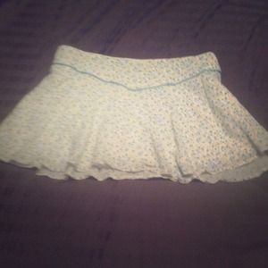 Linen fabric creamy floral, flowey mini skirt