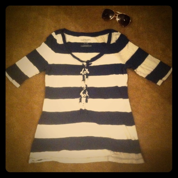 Nautical stripe top with ruffles