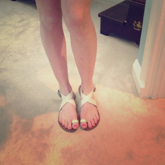 Michael Kors strappy white flat sandals