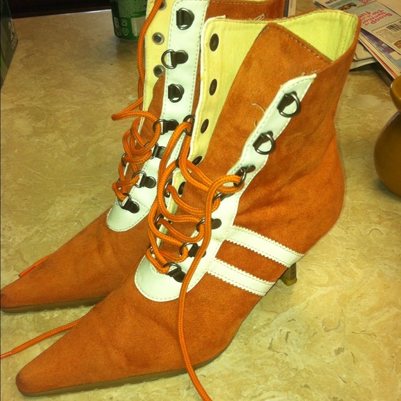Orange and white Boots
