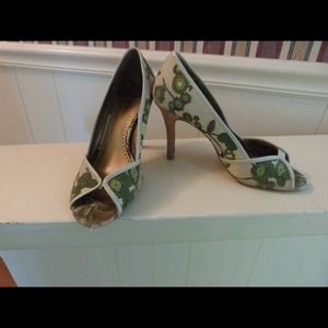 Adorable green floral Charles shoes.