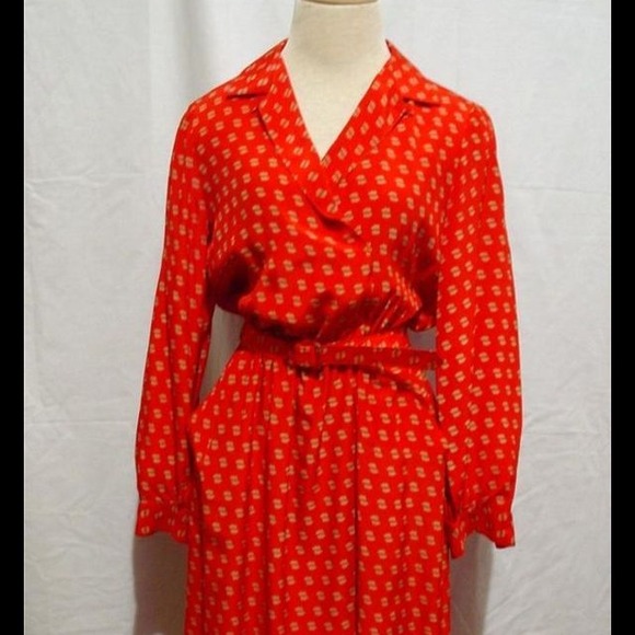 SOLD Vintage Red Silk Dress