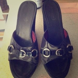 SOLD TO HYDROGIRL Coach black wedge 7.5