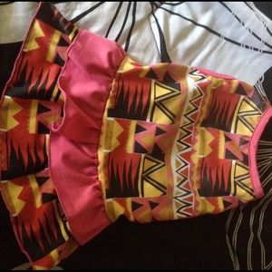 Pink doggy tribal print dress