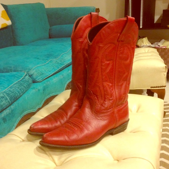 Authentic red cowboy boots