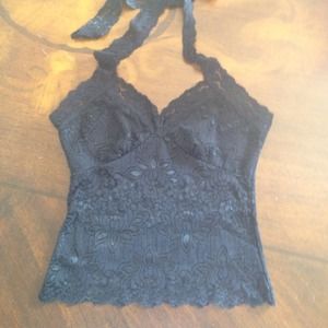 Black Lace Halter Top