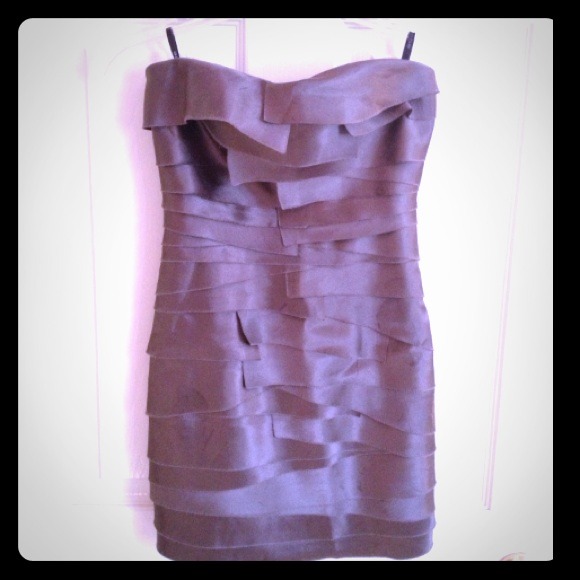 BEBE greyish brown strapless layered dress sz Xxs