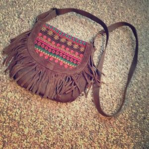 American Eagle tribal print fringed Crossbody