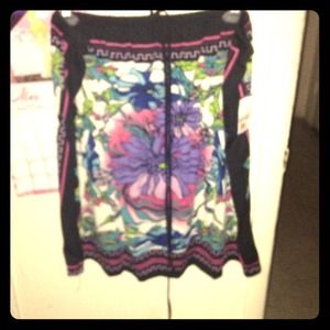 Black floral print tube top