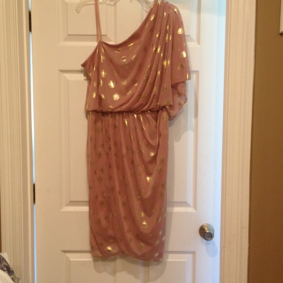 Beautiful mauve n gold one shoulder evening wear