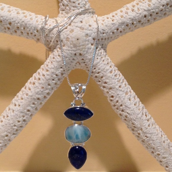 Beautiful Larimar  Sterling Silver Pendant.
