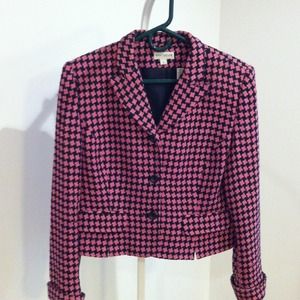 Vintage Ann Taylor Pink and Navy pattern suit.