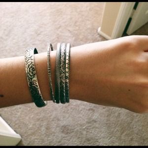 5 piece silver bangle set