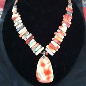 Iridescent shell necklace wt sterling findings