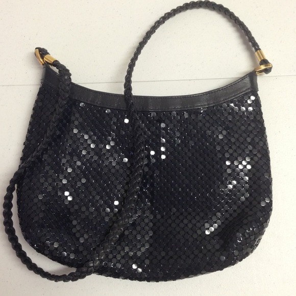 Navy Blue chain-mail Shoulder Bag