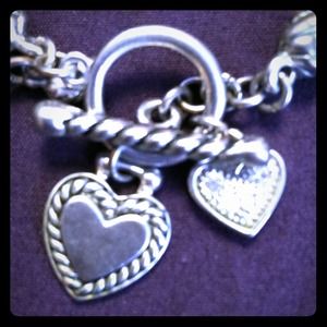 Lia Sophia toggle leather beaded heart necklace