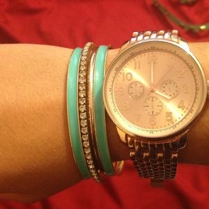 Gold and teal bangle bundle