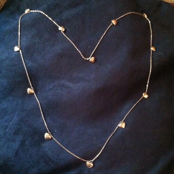 SOLD! Gold tone heart long necklace