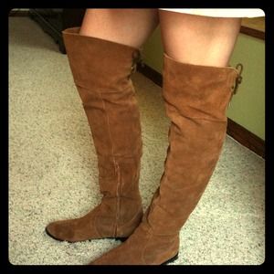 Over the knee brown suede boots size 8