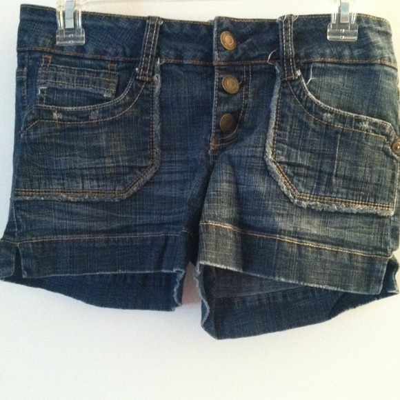 Distressed 'Hydraulic' Denim Shorts.