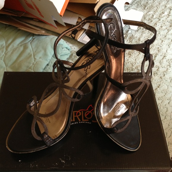 Carlos Santana black open toe heels