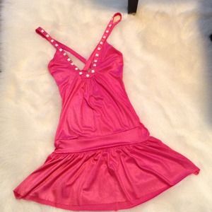 pink silky sexy dress