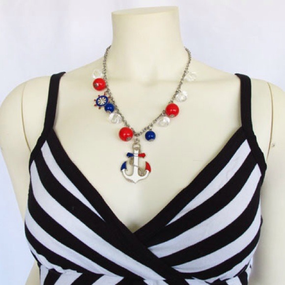 NAUTICAL🐚 Necklace with Enamel Anchor Motif