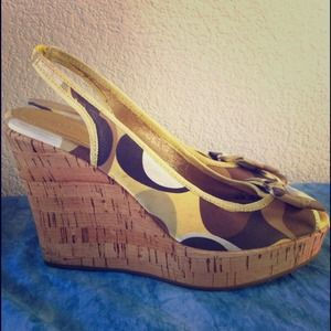 COACH Summer Yellow Wedge Heels 10M