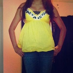 Yellow Blouse with Black Stones