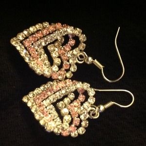 Rhinestone heart earrings