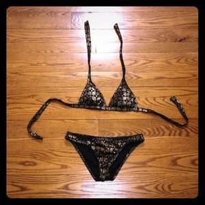 SOLD !! Guess Black Gold Bikini Small