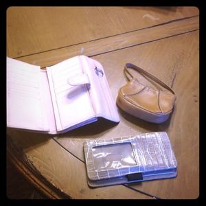 Two wallets and a wristlet