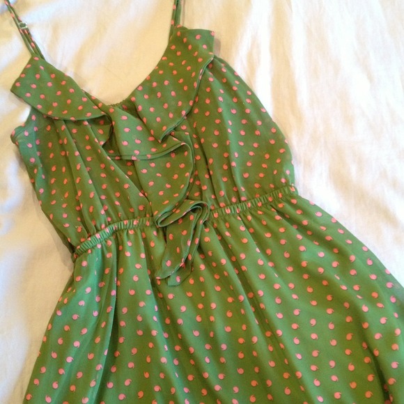 Green Dress with Ruffle Details - Picture 2 of 4