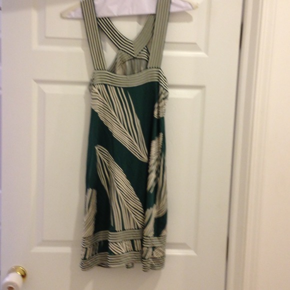 SOLD.  BCBG green and ivory dress