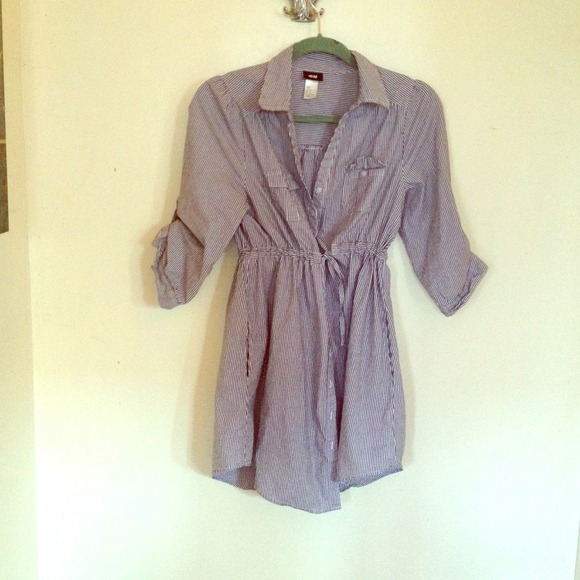 Blue and White striped dress H & M