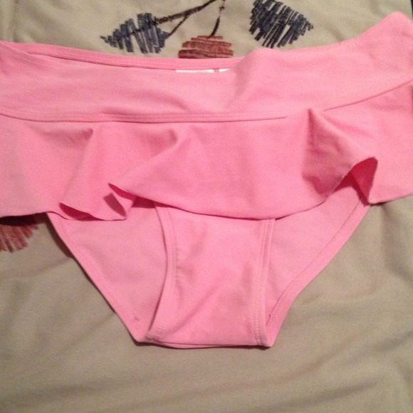 Pink ruffle swim bikini  bottom